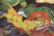 Franz Marc Cows,Yellow,Red Green (mk34) oil on canvas